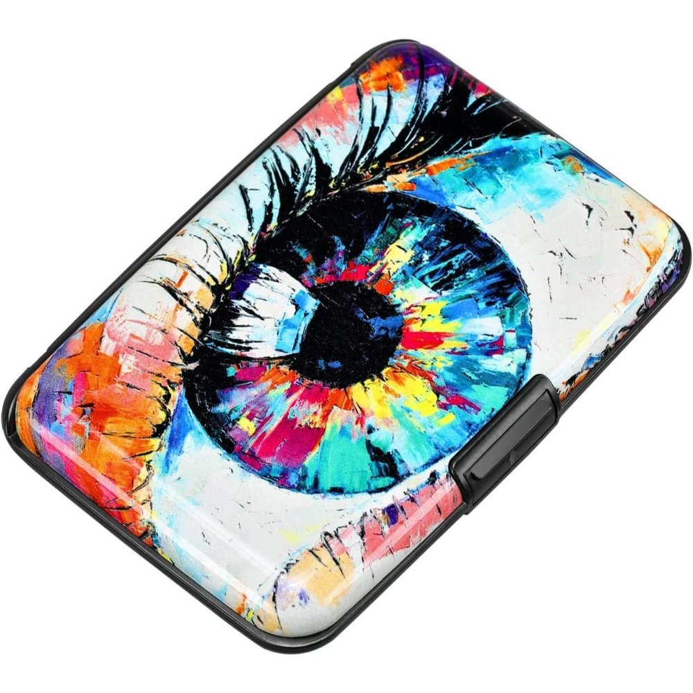 Men or Women RFID Blocking Aluminum ID Case Hard Shell Metal Wallet (Big Eye)